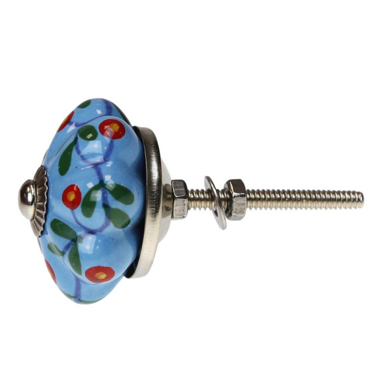 Knob ceramic light blue 4cm