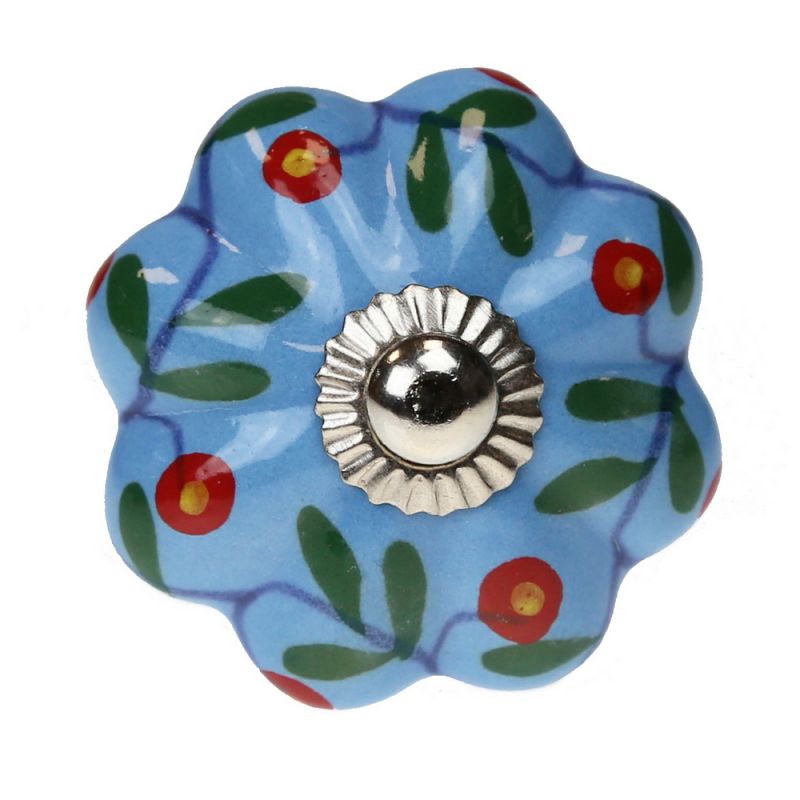 Knob ceramic light blue 4cm