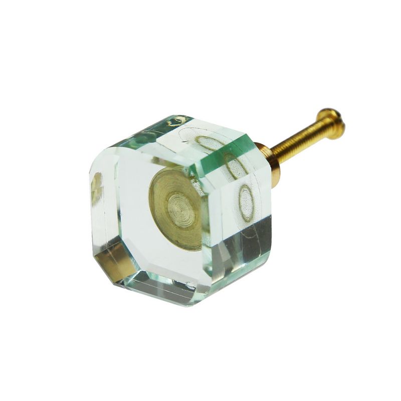 Knob glass square 3cm - Transparent
