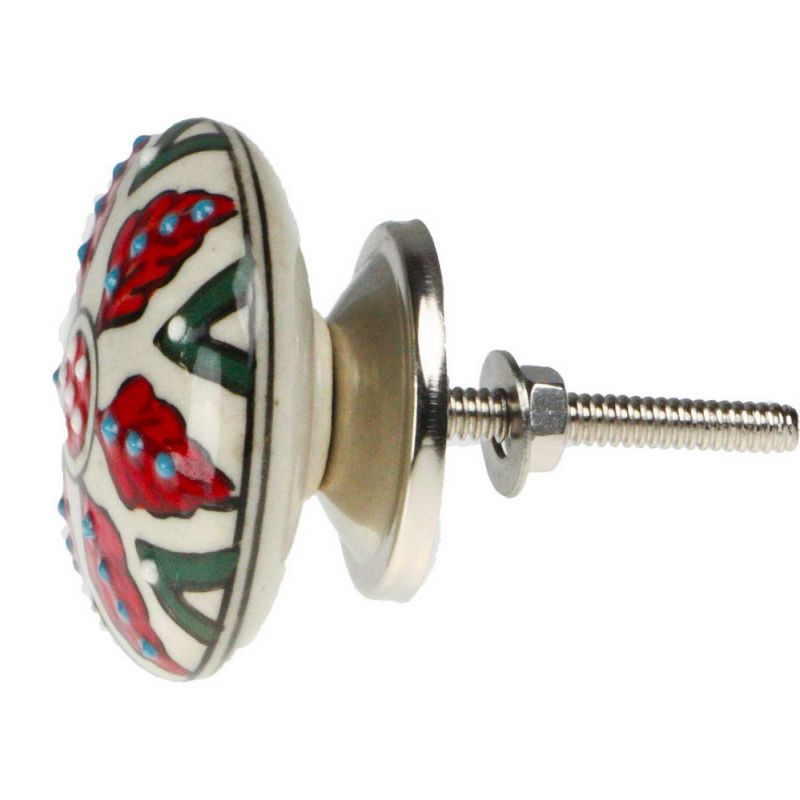 Textured ceramic door knob red/white