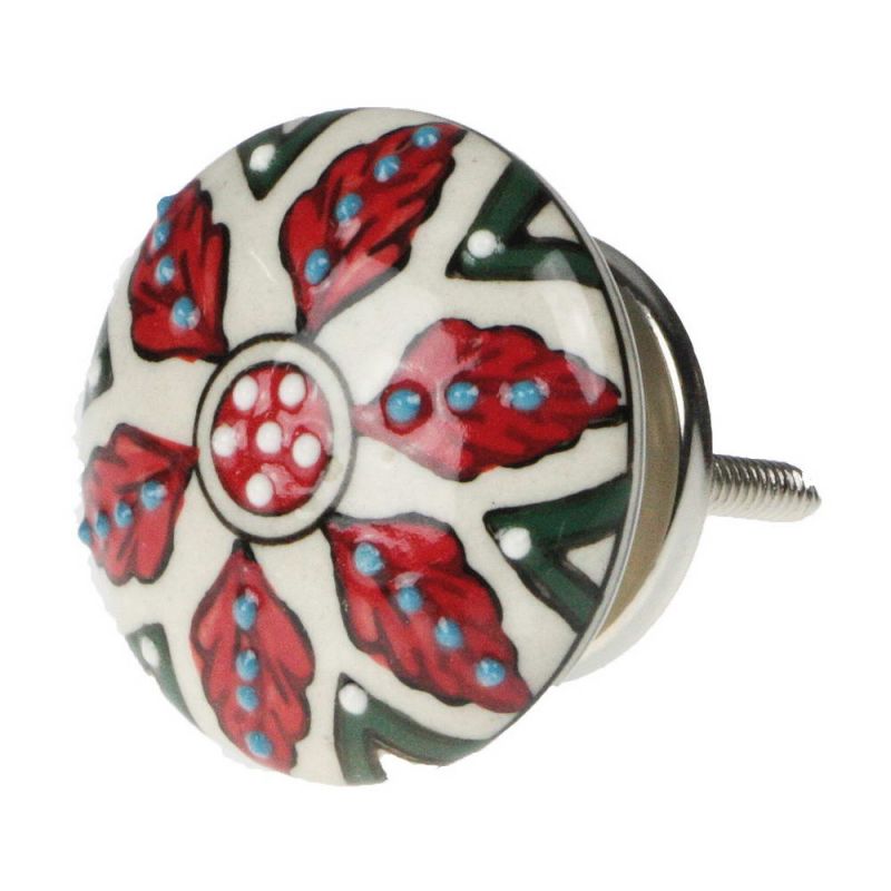 Textured ceramic door knob red/white