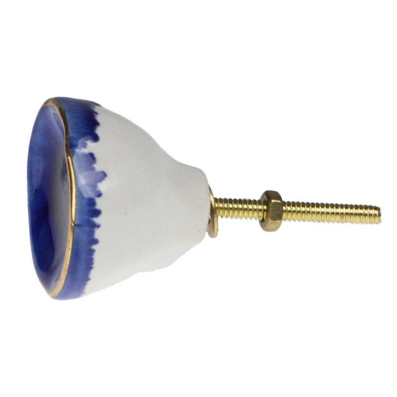 Blu ceramic door knob with crackle glaze