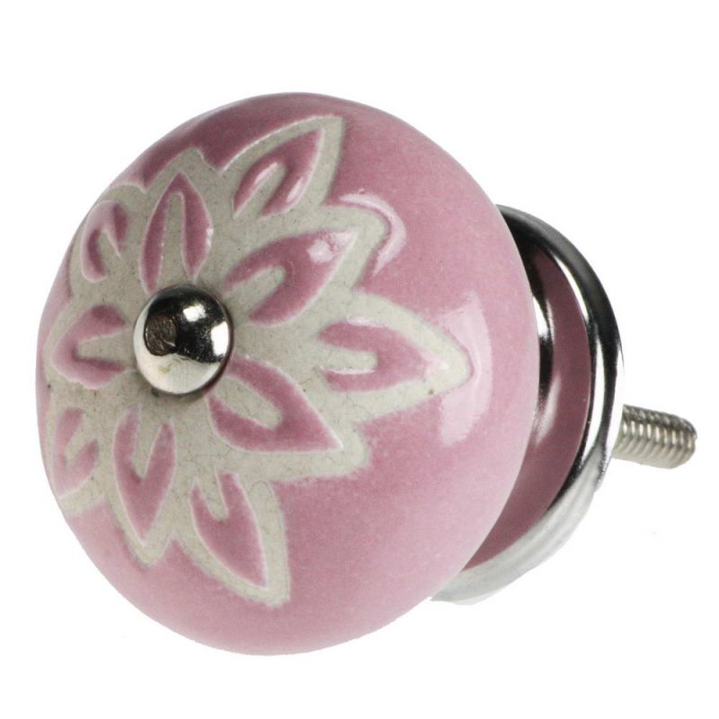 Ceramic Doorknob With White Wax Flower