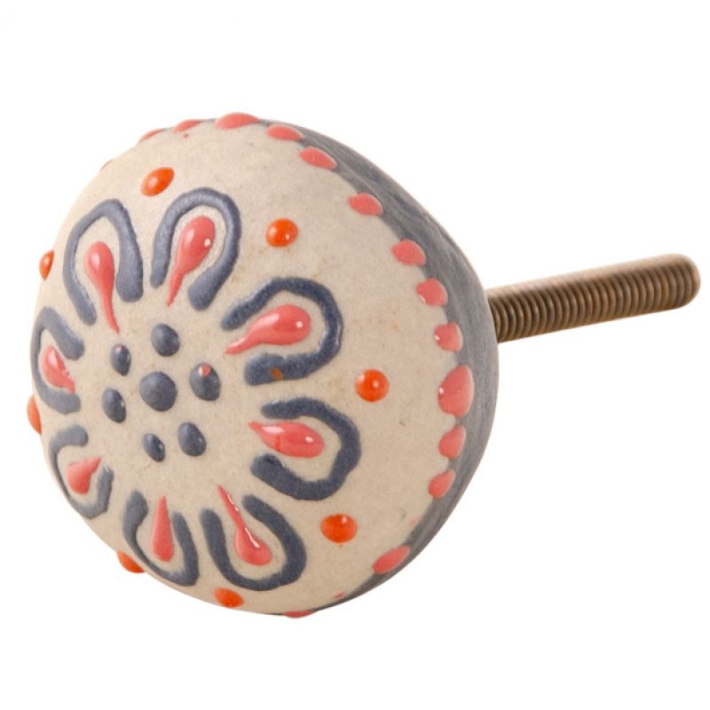 Hand Painted Floral Ceramic Knob