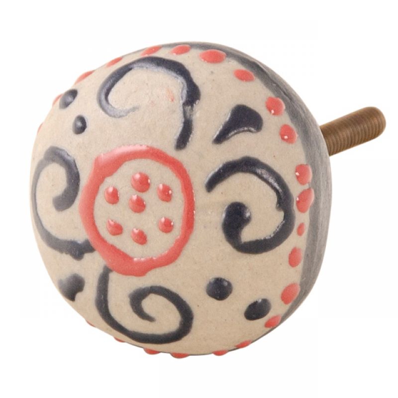 Hand Painted Round Ceramic Knob