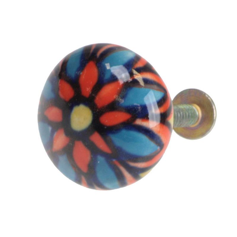 Hand Painted Round Ceramic Doorknob 3cm