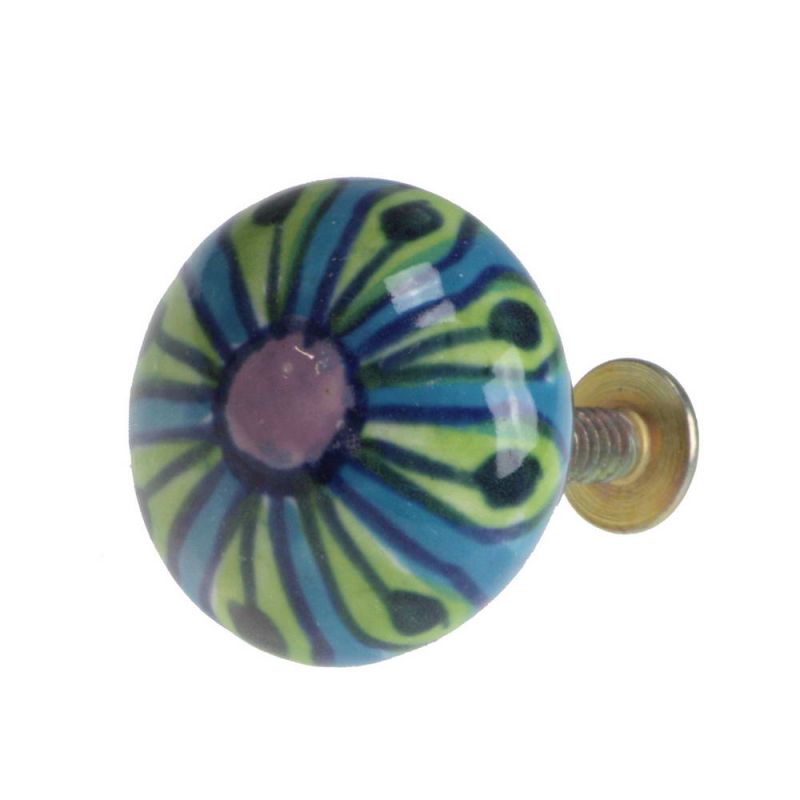 Hand Painted Round Ceramic Doorknob 3cm