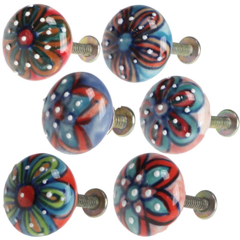 Hand Painted Ceramic Round Doorknob