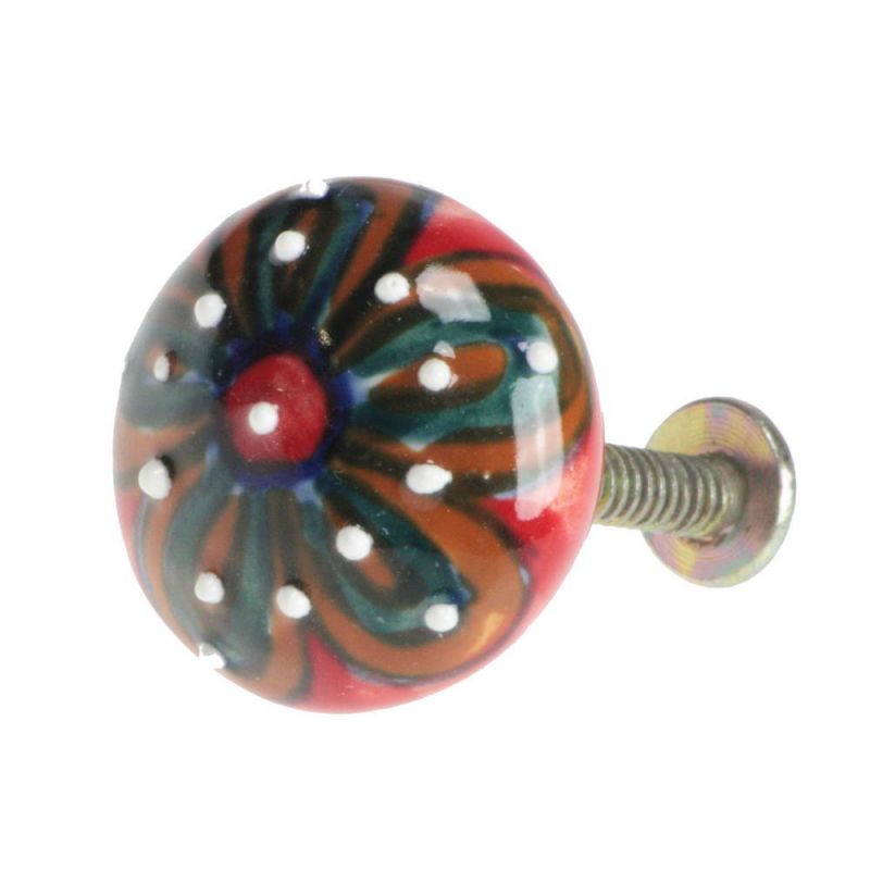 Hand Painted Ceramic Round Doorknob