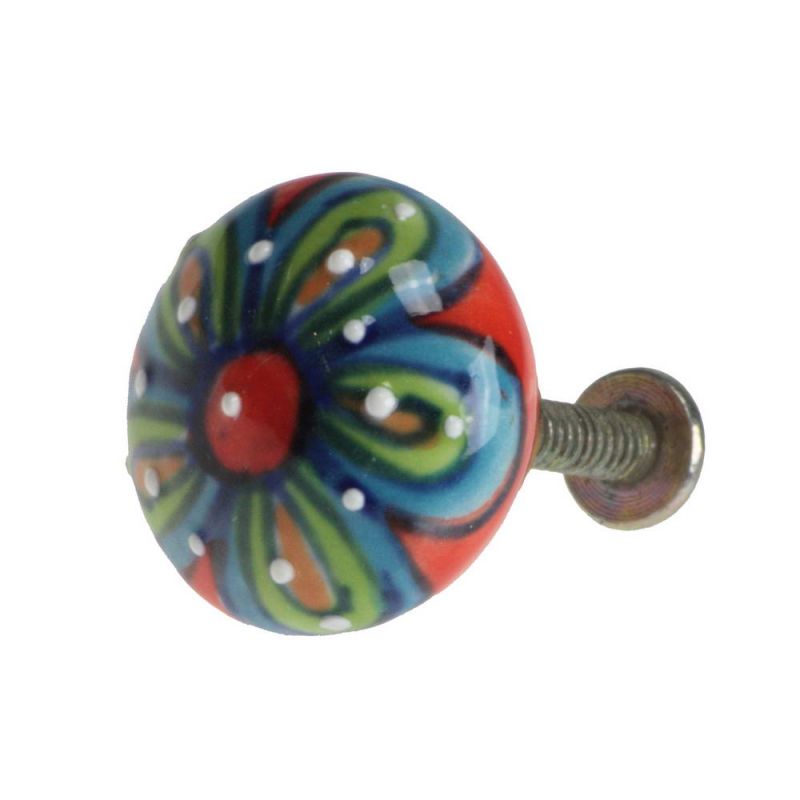 Hand Painted Ceramic Round Doorknob