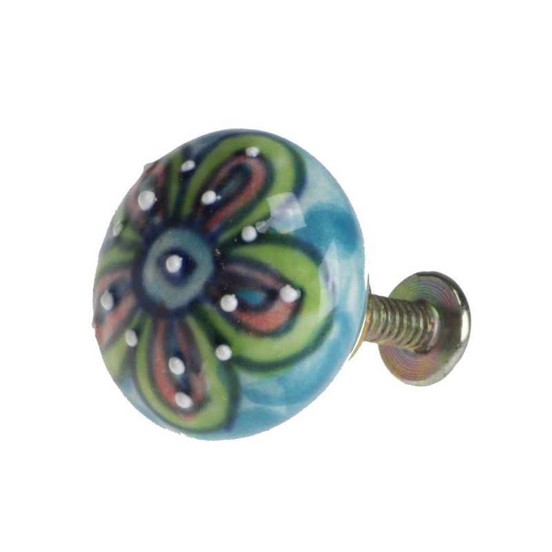 Hand Painted Ceramic Round Doorknob