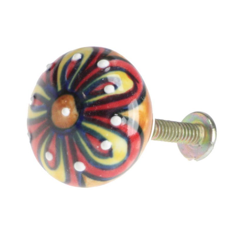 Hand Painted Ceramic Round Doorknob