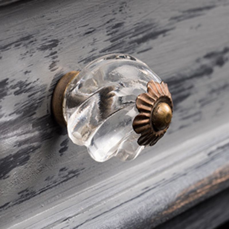 Hand made glass spiral doorknob clear