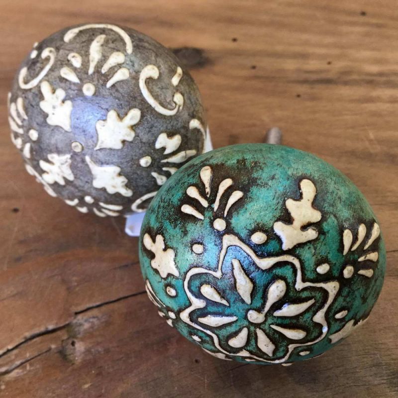 Ceramic Hand Painted Doorknob - Grey