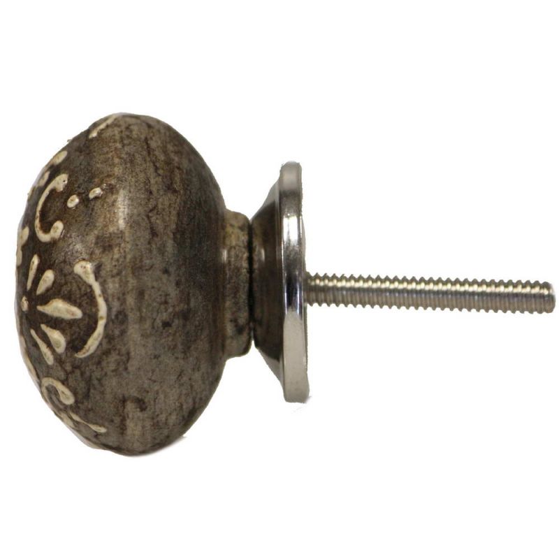 Ceramic Hand Painted Doorknob - Grey