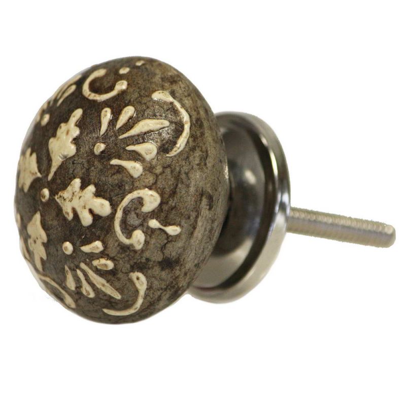 Ceramic Hand Painted Doorknob - Grey