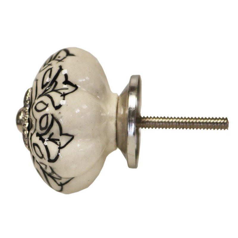 Ceramic Hand Painted Doorknob - Black