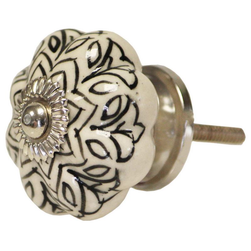 Ceramic Hand Painted Doorknob - Black