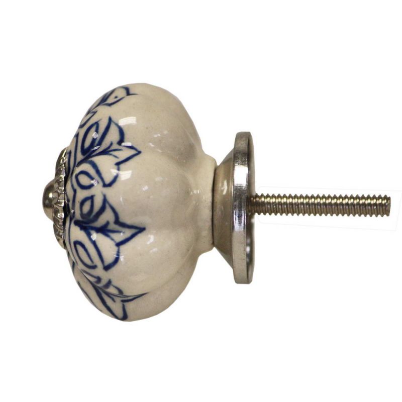 Ceramic Hand Painted Doorknob - Indigo