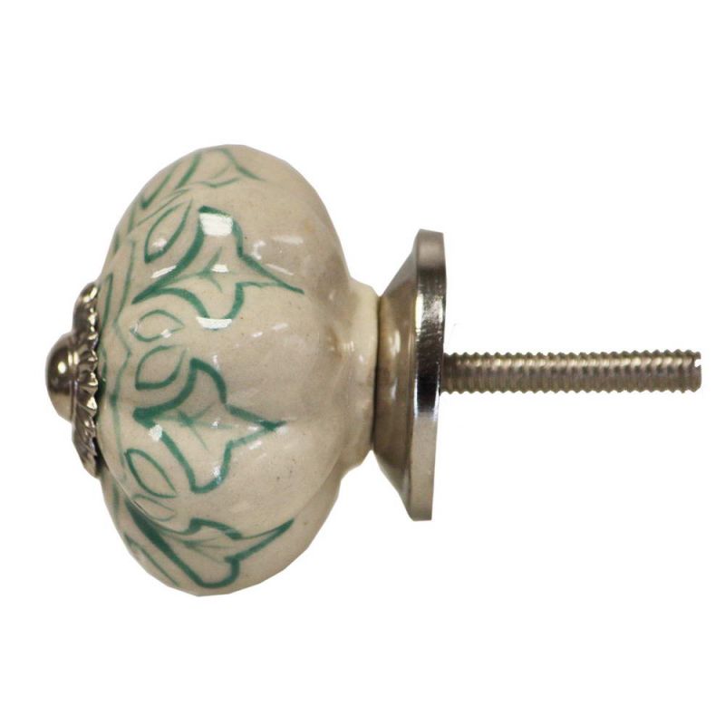 Ceramic Hand Painted Doorknob - Teal