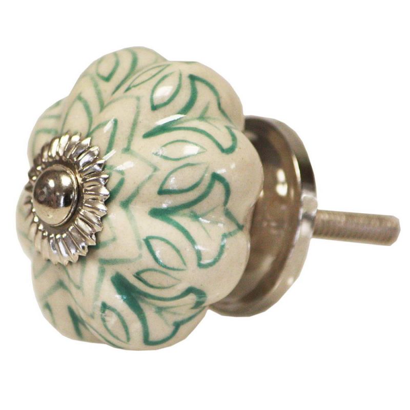 Ceramic Hand Painted Doorknob - Teal