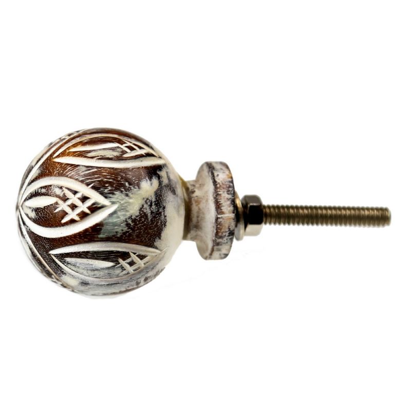 Round Wooden Doorknob 4 x 4 x 7.5cm