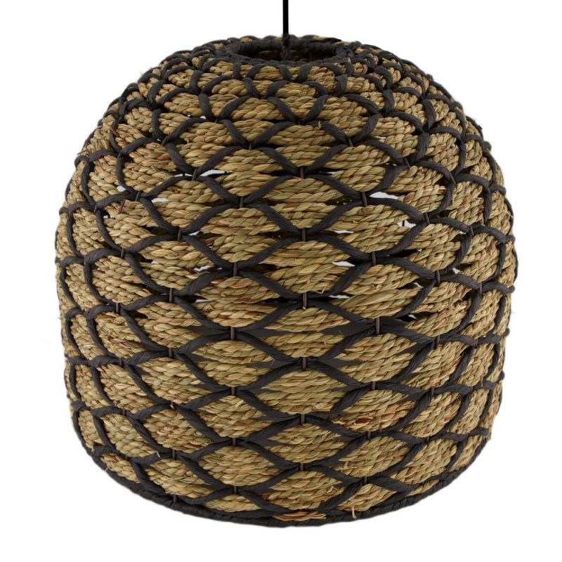 Ceiling light seagrass 38x38x30cm-Natural/Black