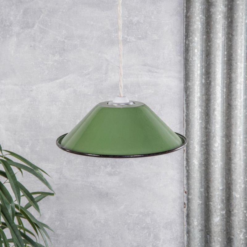 Small green enamelled lampshade 