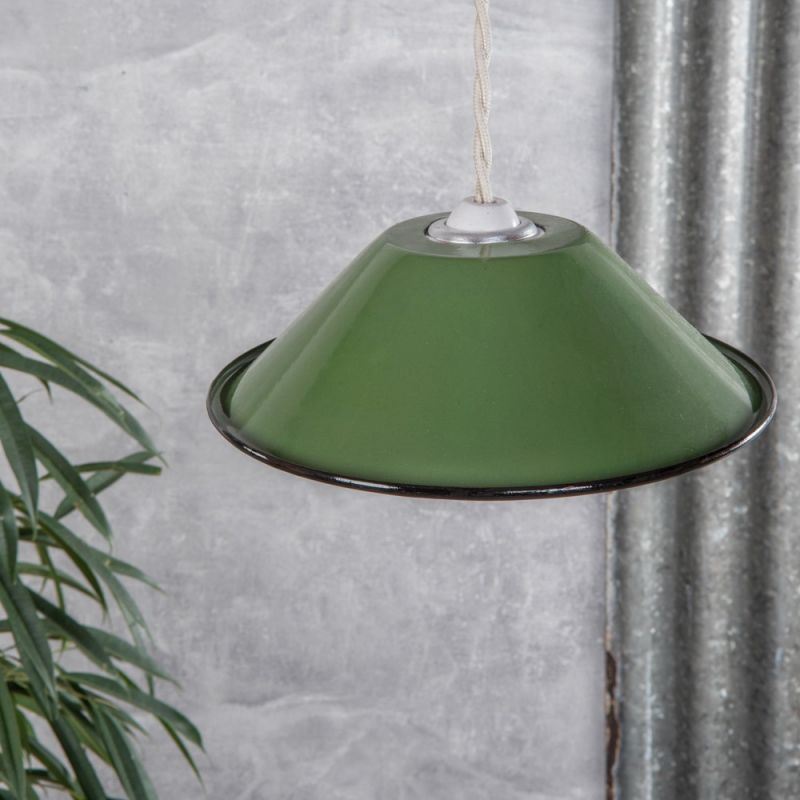 Small green enamelled lampshade 