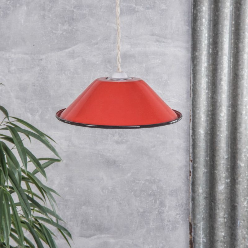 Small red enamelled lampshade 