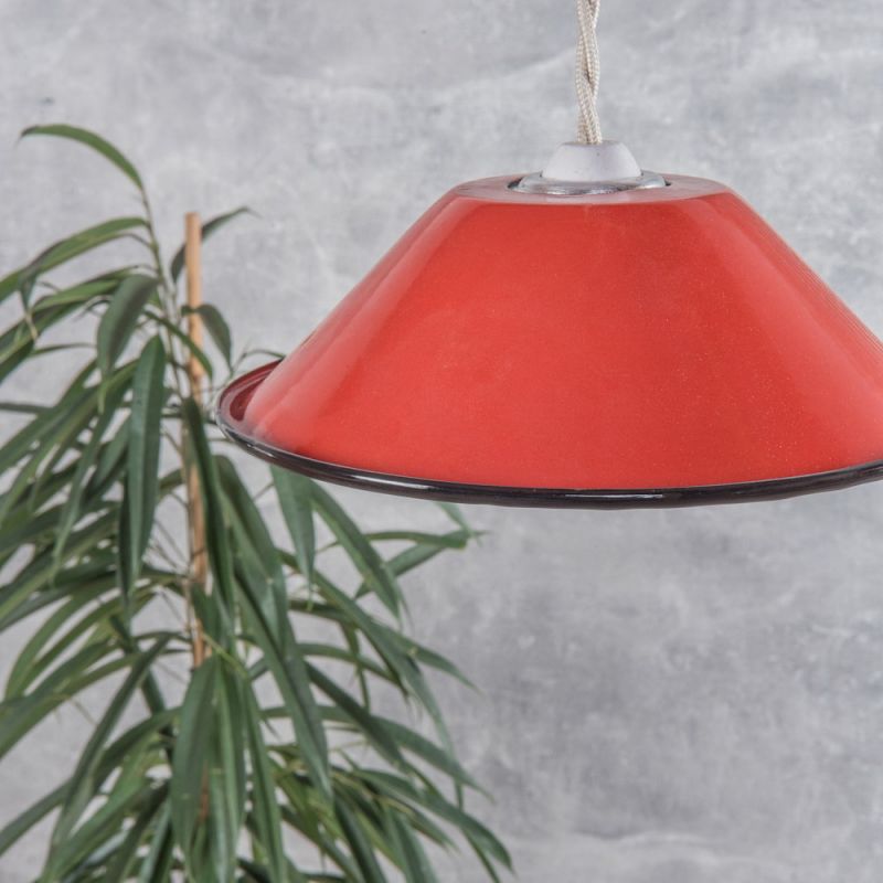 Small red enamelled lampshade 