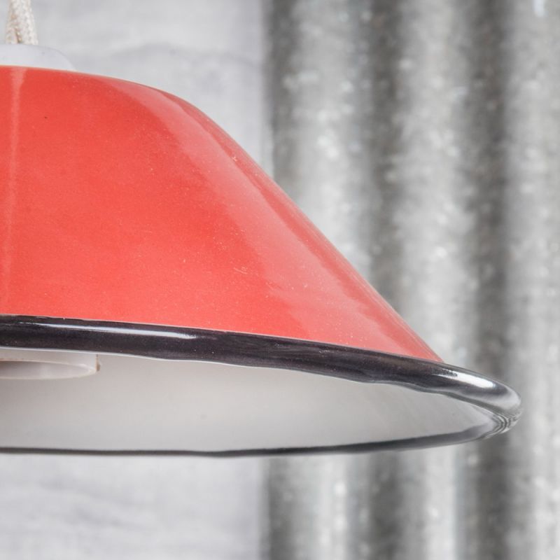 Small red enamelled lampshade 