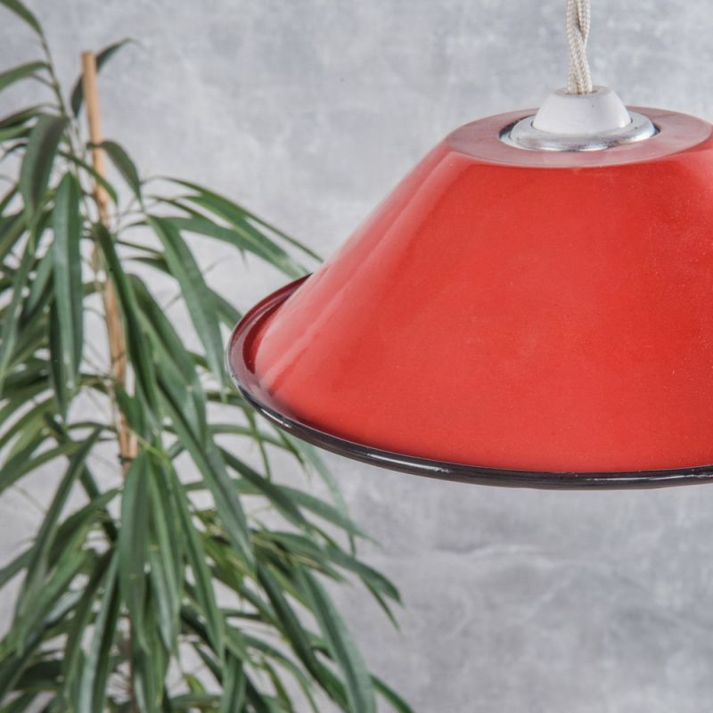 Small red enamelled lampshade 