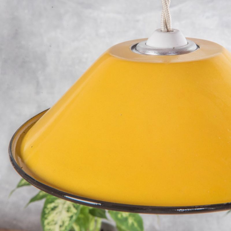 Small yellow enamelled lampshade