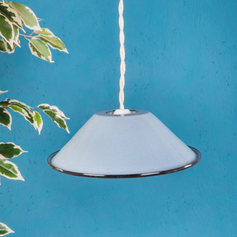 Small pale blu enamelled lampshade 