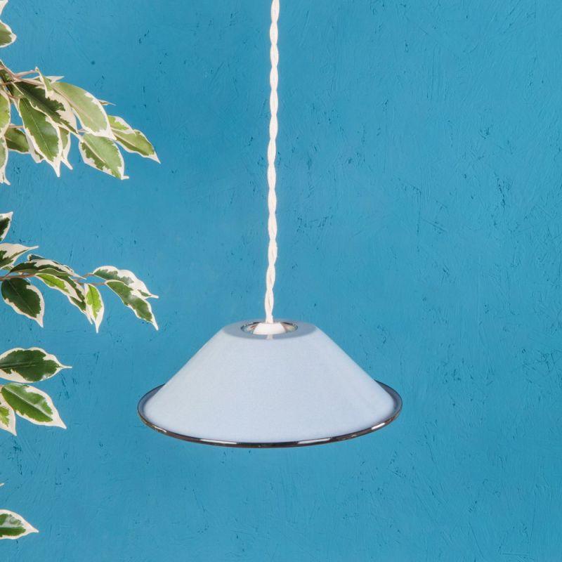 Small pale blu enamelled lampshade 