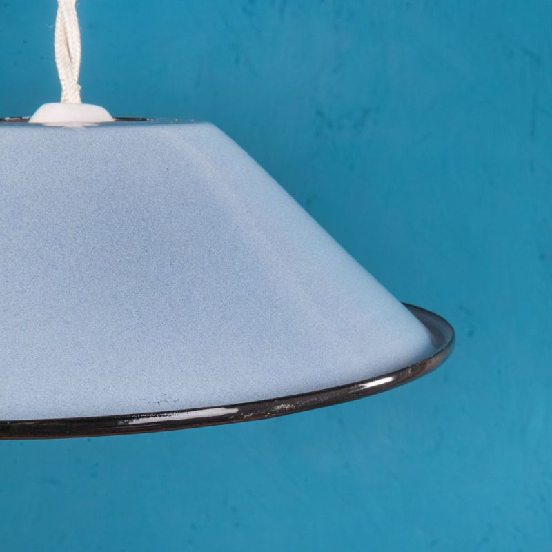 Small pale blu enamelled lampshade 