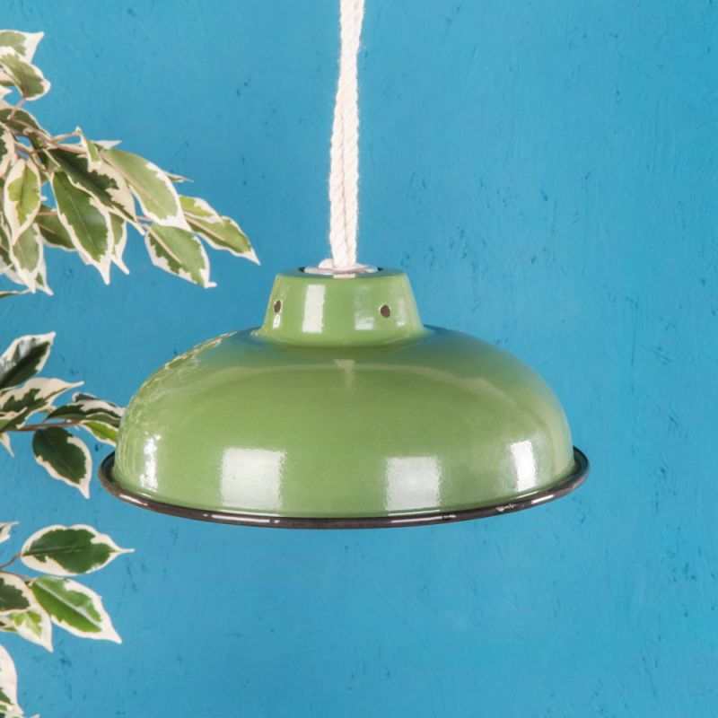 Medium green enamelled lampshade 