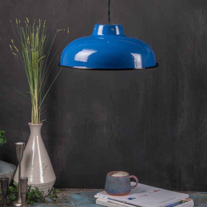 Medium royal blue enamelled lampshade Dia:25.5cm 