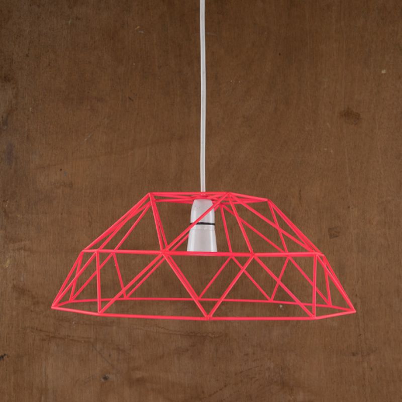 Fluorescent pink wire lampshade