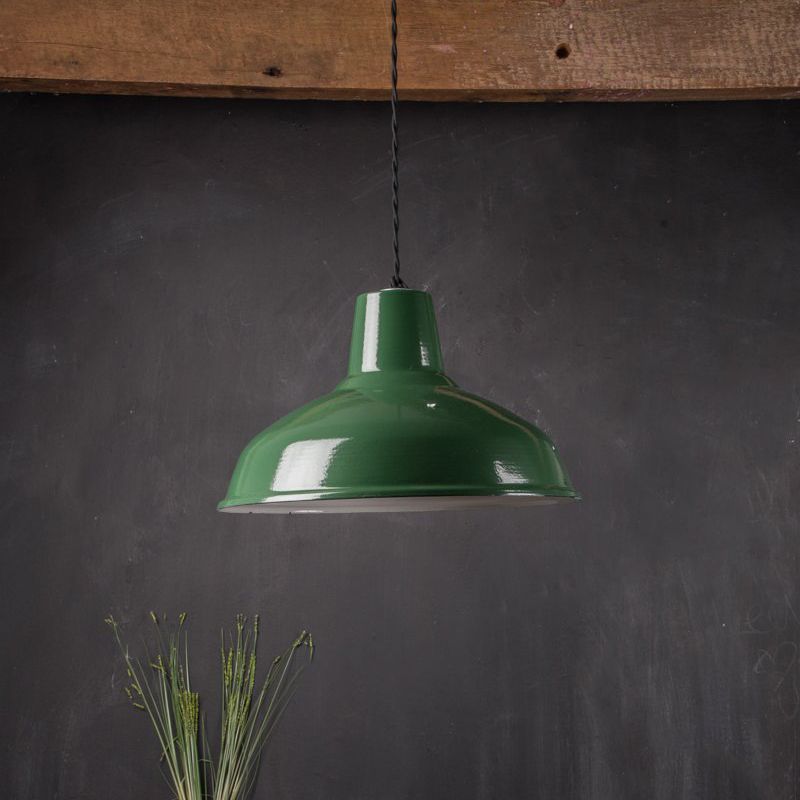 Large green enamelled lampshade Dia:36cm