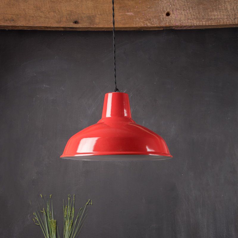 Large red enamelled lampshade Dia:36cm