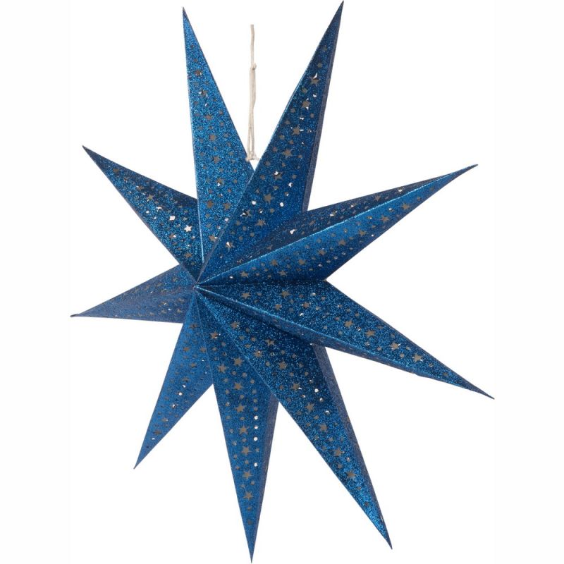 Royal blue glitter 9 point star lampshade Dia:45cm