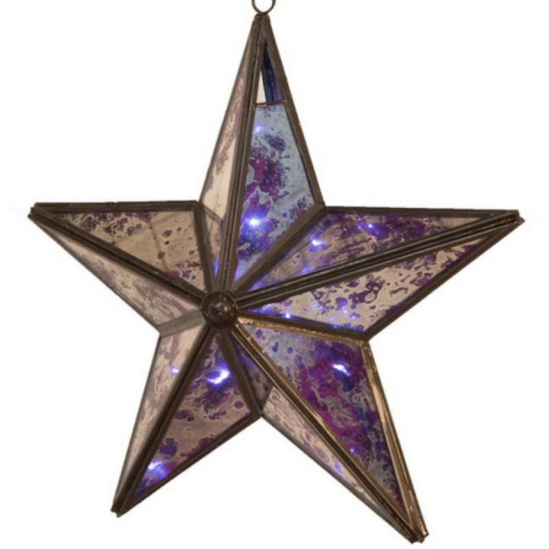 Amethyst glass hanging star 
