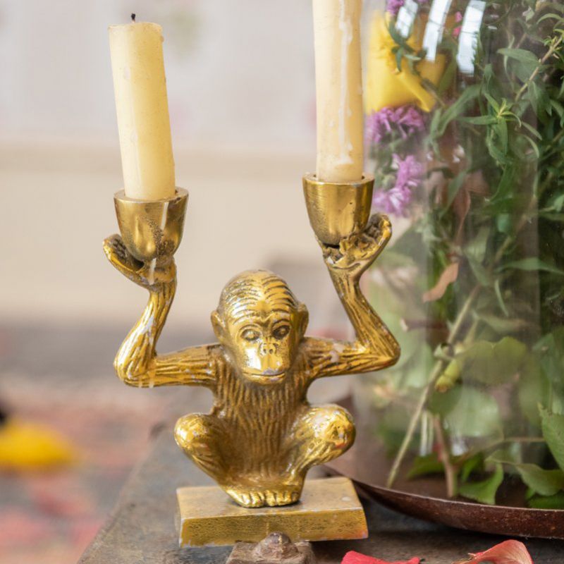 Monkey two candle holder 16cm