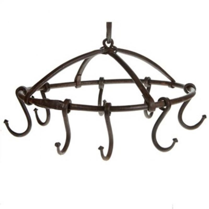 Vintage iron hanging rack with hooks home used