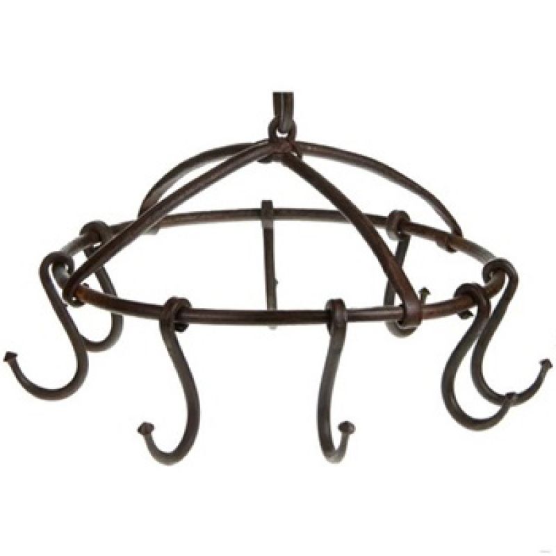 Vintage iron hanging rack with hooks home used