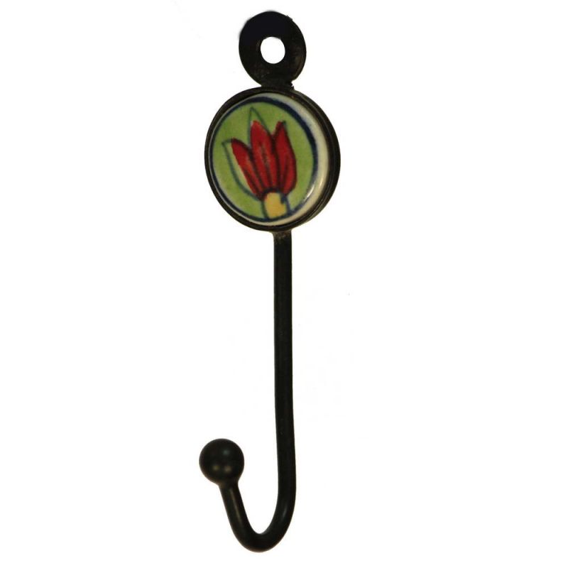 Γάντζος κεραμικό λουλούδι 9εκ. ζωγραφισμένο