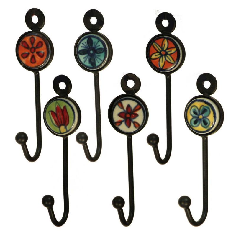 Γάντζος κεραμικό λουλούδι 9εκ. ζωγραφισμένο