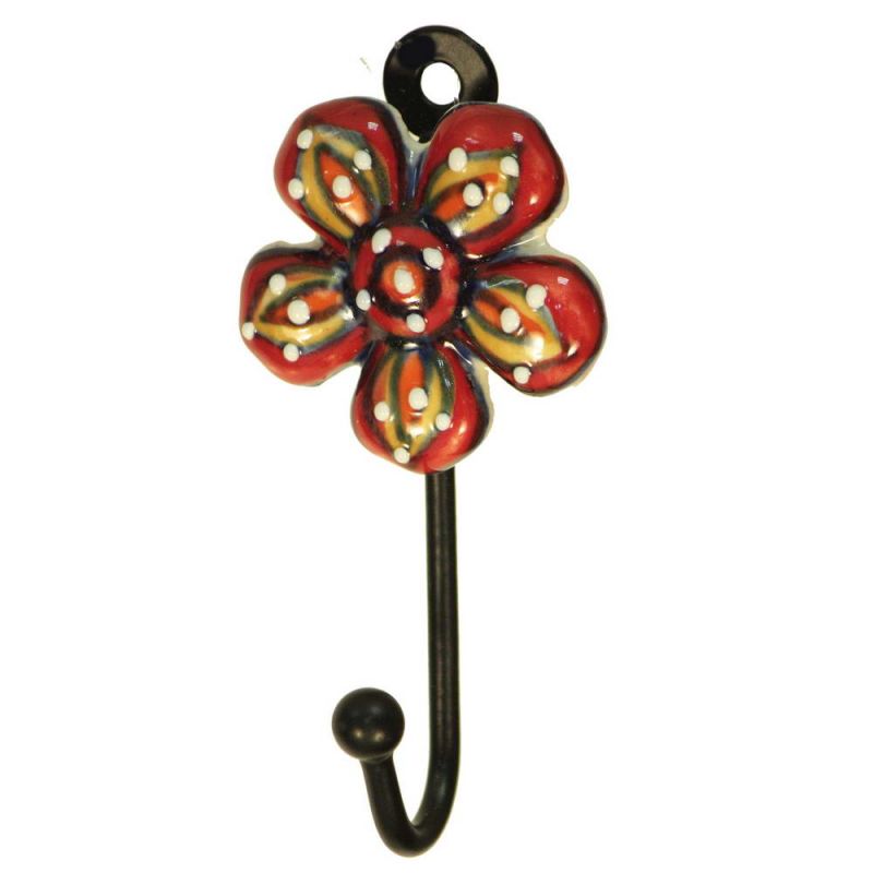 Hand Painted Ceramic Daisy Hook 7 x 12 x 3cm